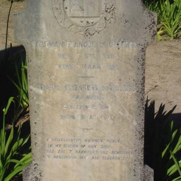 VILLIERS Tielman? Francois., de ?1828-19?? &amp; Maria Elizabeth HUGH? 1882-1904?
