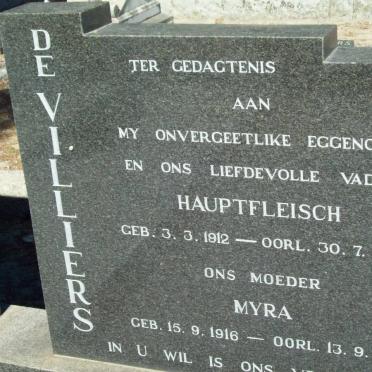 VILLIERS Hauptfleisch, de 1912-1968 &amp; Myra 1916-1990