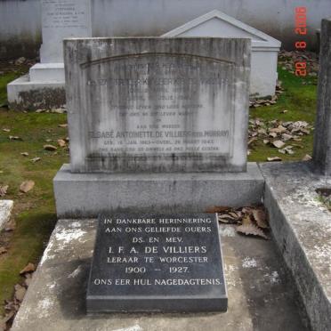 VILLIERS Izak Frederik Albertus, de 1893-1941 &amp; Elsabe Antoinette MURRAY 1863-1947
