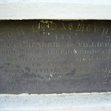VILLIERS Jan Hendrik, de 1791-1829 &amp; Anna Catharina BERNHARDI  1791-1872