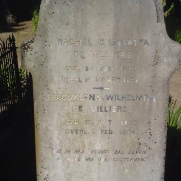 VILLIERS Rachel Charlotta, de 1823?-1892? :: DE VILLIERS Magdalena Wilhelmina 1880?-1904?