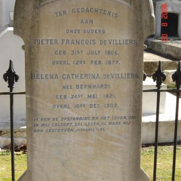 VILLIERS Pieter Francois, de 1806-1877 &amp; Helena Catherina BERNHARDI 1821-1902
