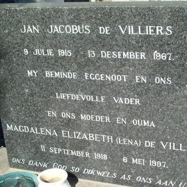 VILLIERS Jan Jacobus, de 1915-1967 &amp; Magdalena Elizabeth 1918-1997
