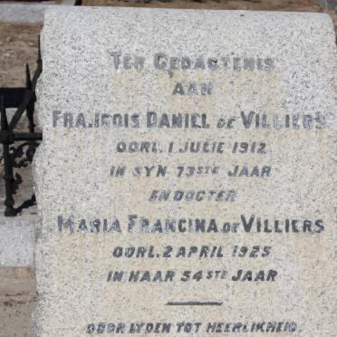 VILLIERS Francois Daniel, de -1912 :: DE VILLIERS Maria Francina -1925