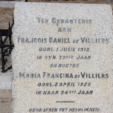 VILLIERS Francois Daniel, de -1912 :: DE VILLIERS Maria Francina -1925