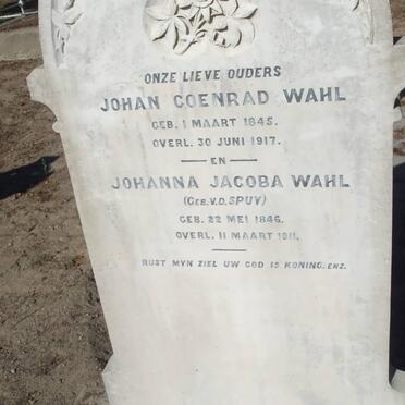 WAHL Johan Coenrad 1845-1917 &amp; Johanna Jacoba V.D. SPUY 1846-1911