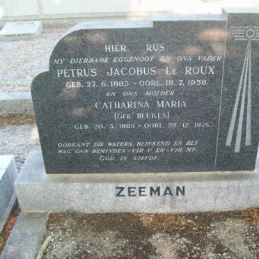 ZEEMAN Petrus Jacobus le Roux 1883-1958 &amp; Catharina Maria BEUKES 1885-1975