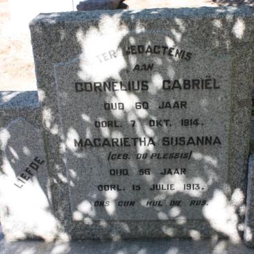 ? Cornelius Gabriël -1914 &amp; Magarietha Susanna DU PLESSIS -1913