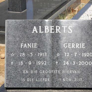 ALBERTS Fanie 1913-1992 &amp; Gerrie 1920-2000