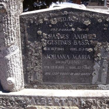 ALBERTYN Johannes Andries Augustinus Basson 1885-19?? &amp; Johanna Maria DU PLESSIS 1891-1947
