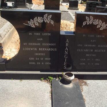 ARANGIES Lodewyk Bernadus 1909-1974 &amp; Elizabeth Hester 1913-1981