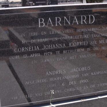 BARNARD Andries Jacobus -1980 &amp; Cornelia Johanna MULLER -1978