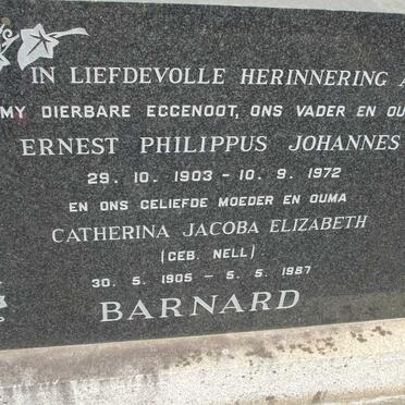 BARNARD Ernest Philippus Johannes 1903-1972 &amp; Catherina Jacoba Elizabeth NELL 1905-1987