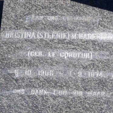 BADENHORST Christina M. nee LE CORDEUR 1906-1974
