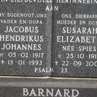 BARNARD Jacobus Hendrikus Johannes 1917-1993 &amp; Susarah Elizabeth SPIES 1919-2009