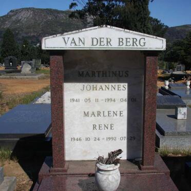 BERG Marthinus Johannes, van der 1941-1994 &amp; Marlene René 1946-1992