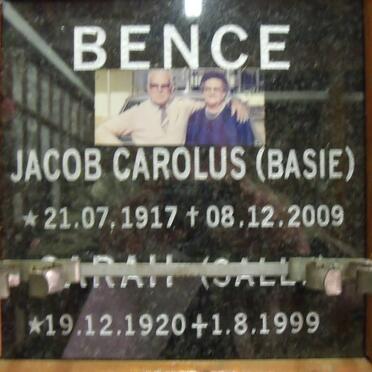 BENCE Jacob Carolus 1917-2009 &amp; Sarah 1920-1999