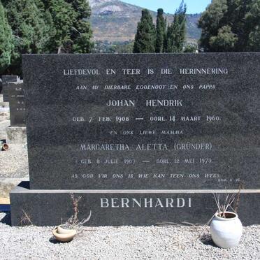 BERNHARDI Johan Hendrik 1908-1960 &amp; Margaretha Aletta GRüNDER 1907-1973