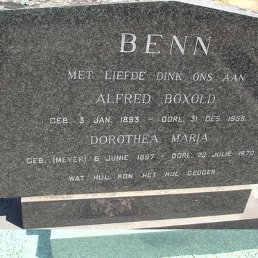 BENN Alfred Boxold 1893-1958 &amp; Dorothea Maria 1897-1970