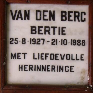 BERG Bertie, van den 1927-1988