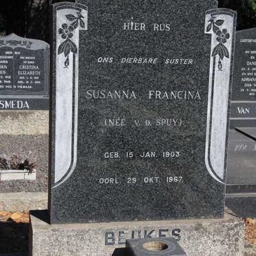 BEUKES Susanna Francina nee V.D. SPUY 1903-1967