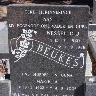 BEUKES Wessel C.J. 1920-1988 &amp; Marie A. 1922-2006