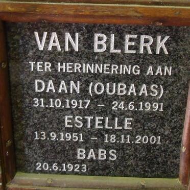 BLERK Daan, van 1917-1991 &amp; Estelle 1951-2001