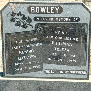 BOWLEY Henry Matthew 1916-1995 &amp; Philipina Treeza 1914-1975