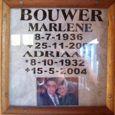 BOUWER Adriaan 1934-2004 &amp; Marlene 1936-2001