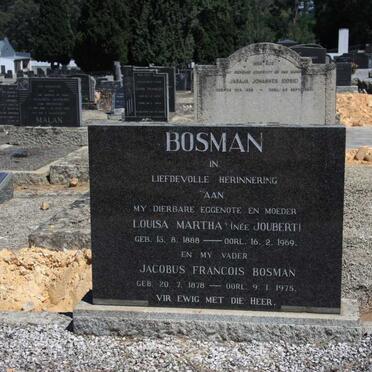 BOSMAN Jacobus Francois 1878-1975 &amp; Louisa Martha JOUBERT 1888-1969