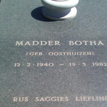 BOTHA Madder nee OOSTHUIZEN 1940-1982