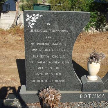 BOTHMA Jeanetta Cecilia nee LOMBARD voorheen ANTHONISSEN 1911-1981