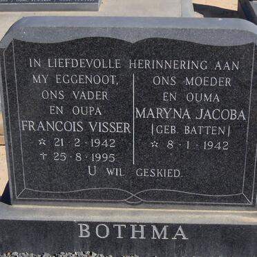 BOTHMA Francois Visser 1942-1995 &amp; Maryna Jacoba BATTEN 1942-