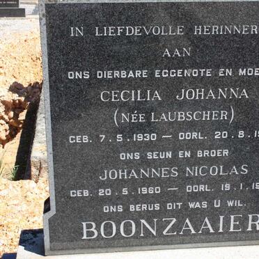 BOONZAAIER Cecilia Johanna nee LAUBSCHER 1930-1968 :: BOONZAAIER Johannes Nicolas 1960-1997
