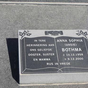 BOTHMA Johan 1943-1998 &amp; Anna Sophia 1958-2000 