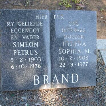 BRAND Simeon Petrus 1903-1976 &amp; Helena Sophia M. 1903-1977