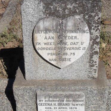 BRAND Gezena H. nee V. WYK 1874-1942