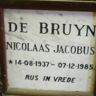 BRUYN Nicolaas Jacobus, de 1937-1985