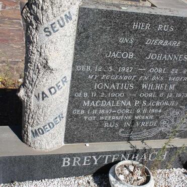 BREYTENBACH Ignatius Wilhelm 1900-1973 &amp; Magdalena P.S. CRONJE 1897-1984 :: Jacob Johannes 1927-1964 
