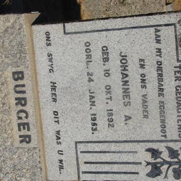 BURGER Johannes A. 1892-1953