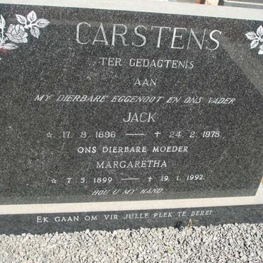 CARSTENS Jack 1896-1975 &amp; Margaretha 1899-1992