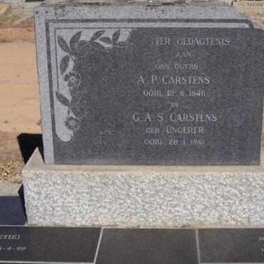 CARSTENS A.P. -1946 &amp; C.A.S. UNGERER -1961 :: CARTENS S.P. 1926-1999 &amp; Johanna P. NORTJE 1928-