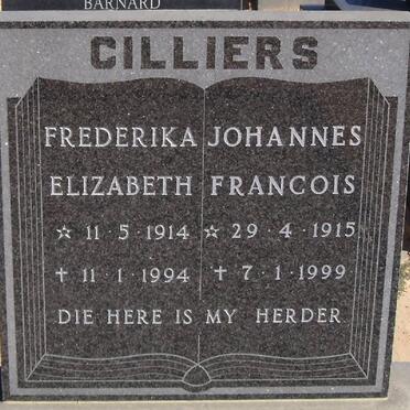 CILLIERS Johannes Fracois 1915-1999 &amp; Frederika Elizabeth 1914-1994