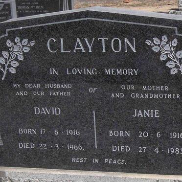 CLAYTON David 1916-1966 &amp; Janie 1916-1983