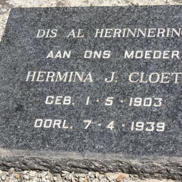 CLOETE Hermina J. 1903-1939