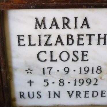 CLOSE Maria Elizabeth 1918-1992