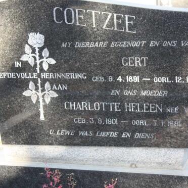 COETZEE Gert 1891-1977 &amp; Charlotte Heleen WIID 1901-1981