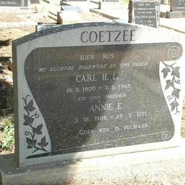 COETZEE Carl H.L. 1900-1965 &amp; Annie E. 1906-1971