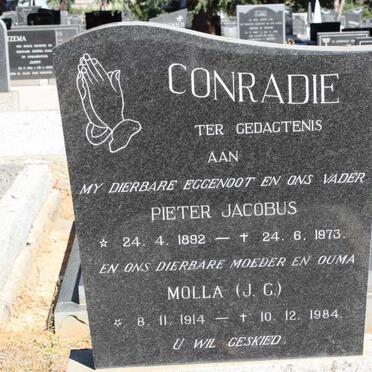 CONRADIE Pieter Jacobus 1892-1973 &amp; J.G. 1914-1984