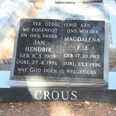 CROUS Jan Hendrik 1909-1976 &amp; Magdalena F.J. 1912-1996